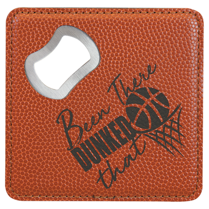 Single 4x4 Square Leatherette Bottle Opener Coaster