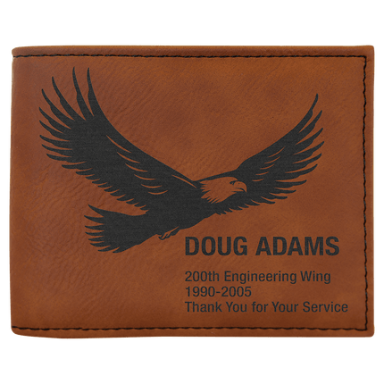 Laserable Leatherette Bi-Fold Wallet w/Flip ID Display