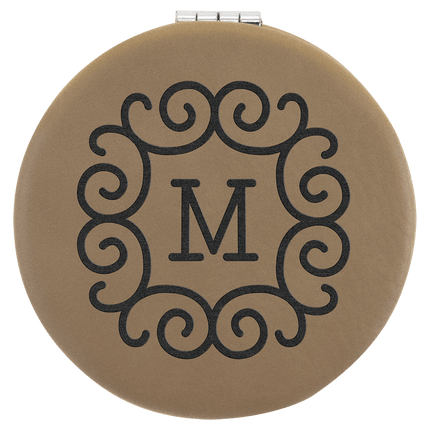 2 1/2" Laserable Leatherette Compact Mirror
