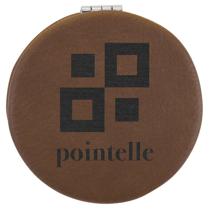 2 1/2" Laserable Leatherette Compact Mirror