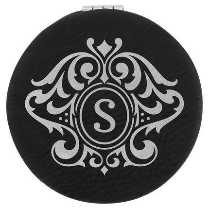 2 1/2" Laserable Leatherette Compact Mirror