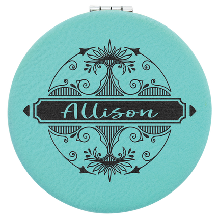 2 1/2" Laserable Leatherette Compact Mirror