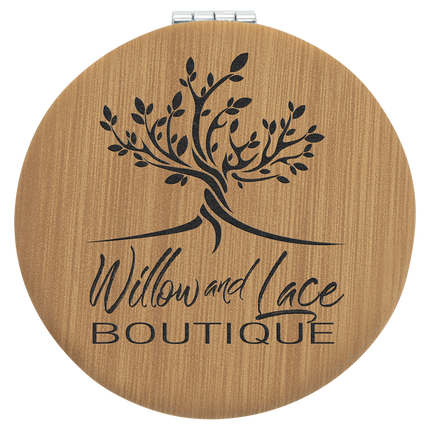 2 1/2" Laserable Leatherette Compact Mirror