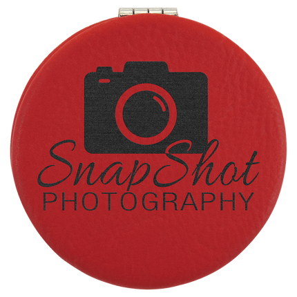 2 1/2" Laserable Leatherette Compact Mirror