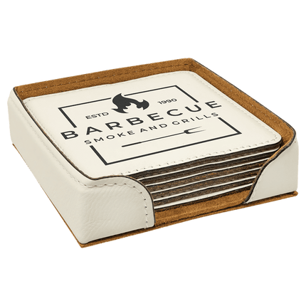 Personalized Square Leatherette 6-Coaster Set (4" x 4")