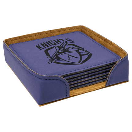 Personalized Square Leatherette 6-Coaster Set (4" x 4")