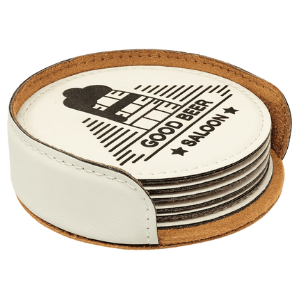 Personalized Round Leatherette 6-Coaster Set (4")