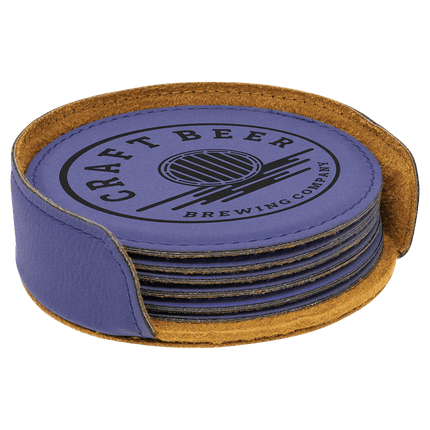 Personalized Round Leatherette 6-Coaster Set (4")