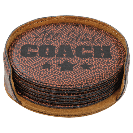 Personalized Round Leatherette 6-Coaster Set (4")