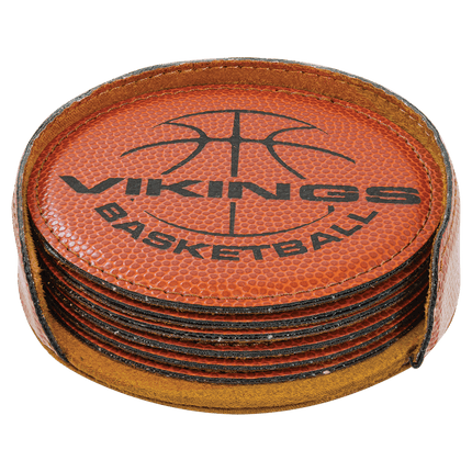 Personalized Round Leatherette 6-Coaster Set (4")