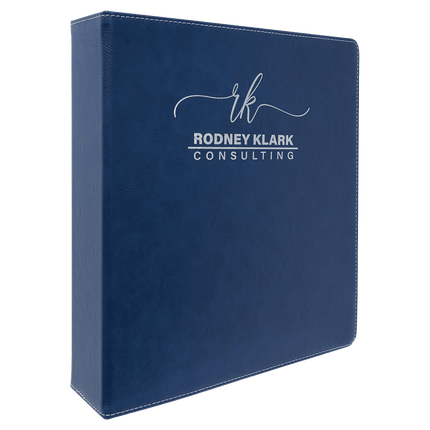 11" x 11 1/2" Laserable Leatherette 3 Ring Binder with 2" Slant D Rings