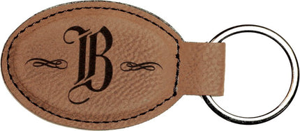 Personalized Leatherette Oval Keychain