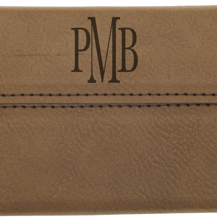 3 3/4" x 2 3/4" Laserable Leatherette Hard Business Card Holder