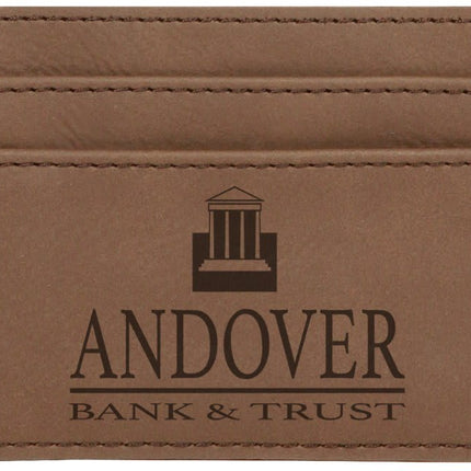 4" x 2 3/4" Laserable Leatherette Wallet Clip