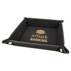 Black/Gold Laserable Leatherette Snap Up Tray with Gold