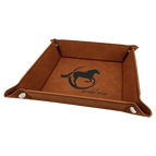 Rawhide Laserable Leatherette Snap Up Tray with Silver