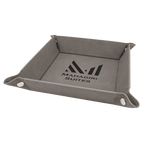 Gray Laserable Leatherette Snap Up Tray with Silver