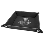 Black/Silver Laserable Leatherette Snap Up Tray with Silver