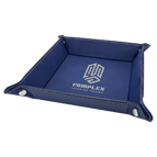 Blue/Silver Laserable Leatherette Snap Up Tray with Silver