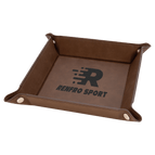 Dark Brown Laserable Leatherette Snap Up Tray with Silver