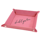 Pink Laserable Leatherette Snap Up Tray with Silver