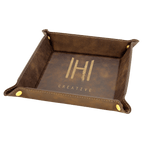 Rustic/Gold Laserable Leatherette Snap Up Tray with Gold
