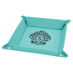 Teal Laserable Leatherette Snap Up Tray with Silver