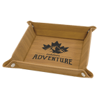 Bamboo Laserable Leatherette Snap Up Tray with Silver