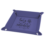 Purple Laserable Leatherette Snap Up Tray with Silver