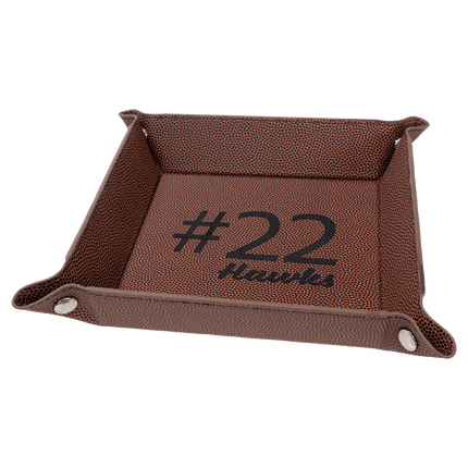 6" x 6" Laserable Leatherette Snap Up Tray with Snaps