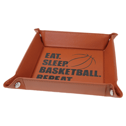 6" x 6" Laserable Leatherette Snap Up Tray with Snaps