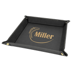 Black/Gold Laserable Leatherette Snap Up Tray with Gold