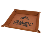 Rawhide Laserable Leatherette Snap Up Tray with Silver