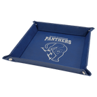 Blue/Silver Laserable Leatherette Snap Up Tray with Silver