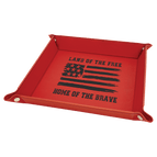Red Laserable Leatherette Snap Up Tray with Silver