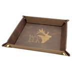 Rustic/Gold Laserable Leatherette Snap Up Tray with Gold