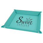 Teal Laserable Leatherette Snap Up Tray with Silver