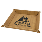 Bamboo Laserable Leatherette Snap Up Tray with Silver