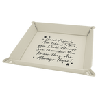 White/Black Laserable Leatherette Snap Up Tray with Silver