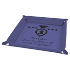 Purple Laserable Leatherette Snap Up Tray with Silver