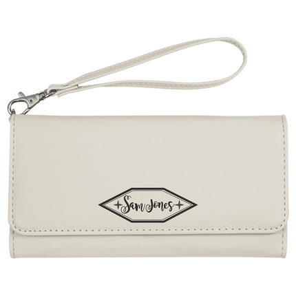 7 1/2" x 4" Laserable Leatherette Wallet with Strap
