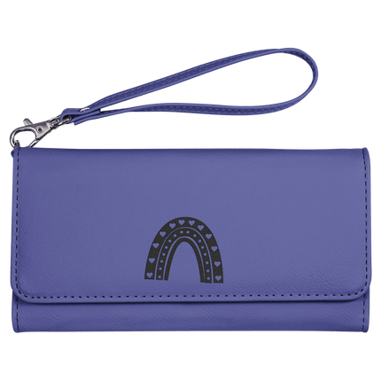 7 1/2" x 4" Laserable Leatherette Wallet with Strap