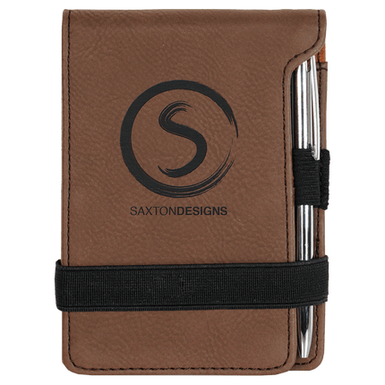 3 1/4" x 4 3/4" Laserable Leatherette Mini Notepad with Pen