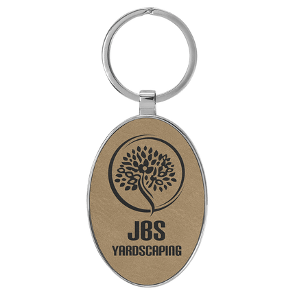 Personalized Leatherette & Metal Oval Keychain