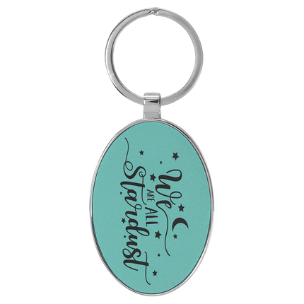 Personalized Leatherette & Metal Oval Keychain