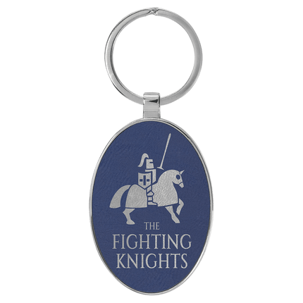 Personalized Leatherette & Metal Oval Keychain