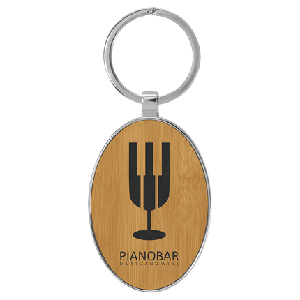 Personalized Leatherette & Metal Oval Keychain