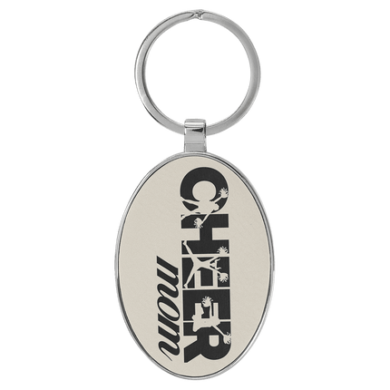 Personalized Leatherette & Metal Oval Keychain