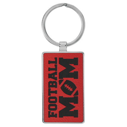 2 3/4" x 1 1/4" Laserable Leatherette/Metal Rectangle Keychain