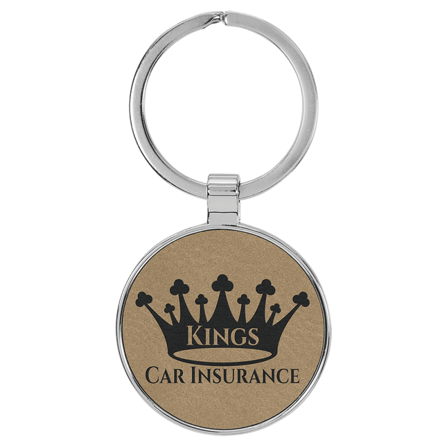 Personalized Leatherette & Metal Round Keychain